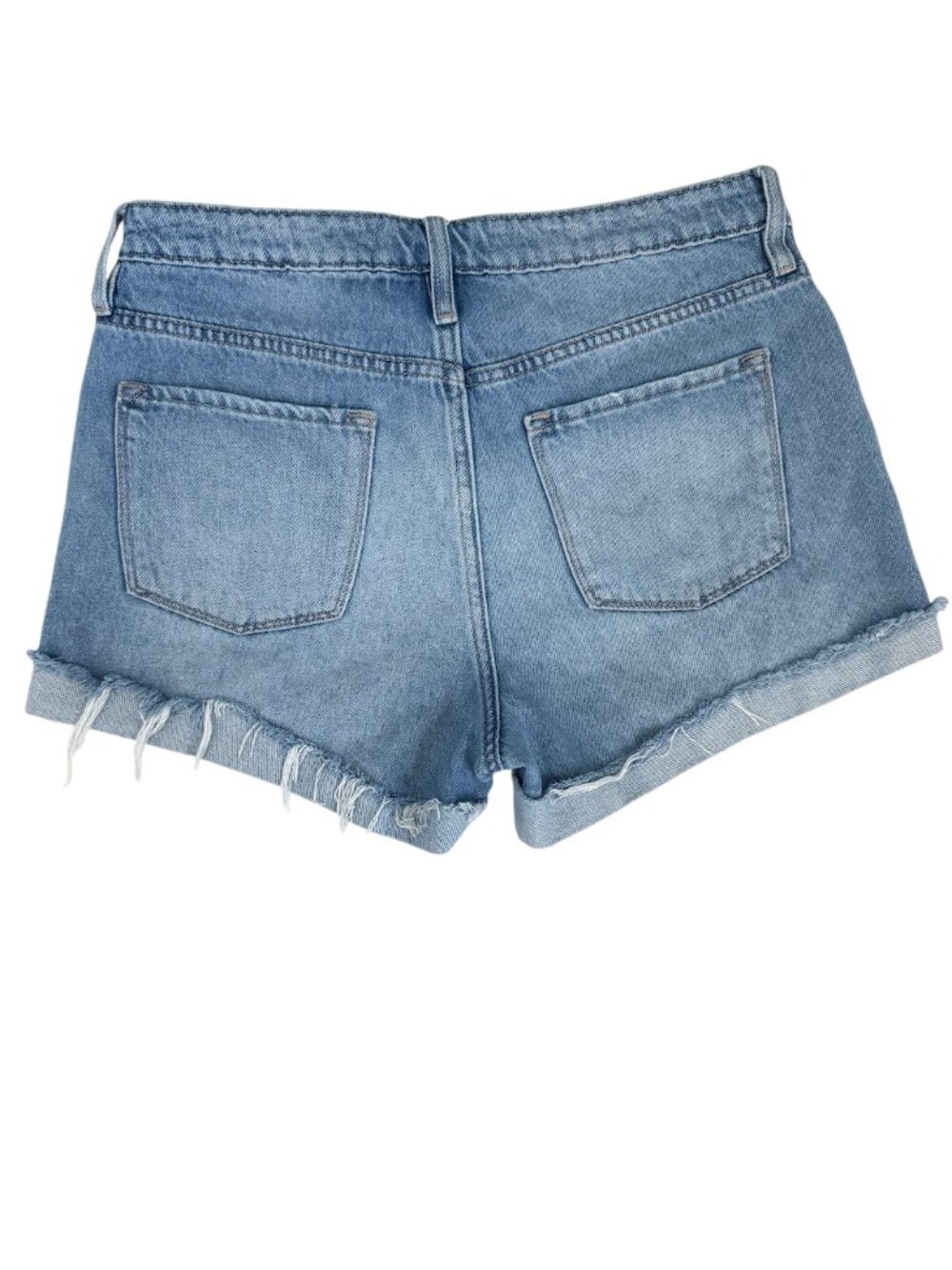 KanCan Distressed Denim Shorts Size 9 Button Fly High Rise Cuffed Cutoff - Picture 3 of 9